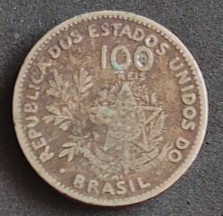 Moeda Brasil 1901 100 Réis 1
