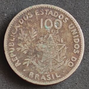 Moeda Brasil 1901 100 Réis 1