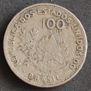 Moeda Brasil 1901 100 Réis 3