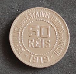 Moeda Brasil 1919 50 Réis 1