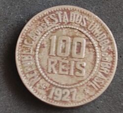 Moeda Brasil 1927 100 Réis 1