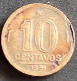 Moeda Brasil 1951 10 Centavos 3