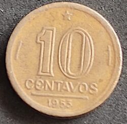 Moeda Brasil 1953 10 Centavos 1