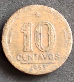 Moeda Brasil 1953 10 Centavos 3
