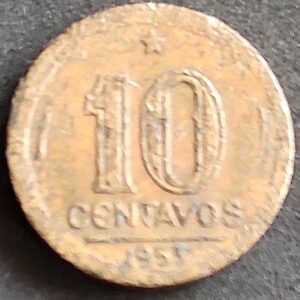 Moeda Brasil 1953 10 Centavos 3