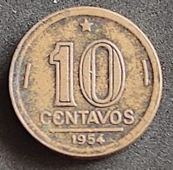 Moeda Brasil 1954 10 Centavos 1