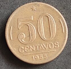 Moeda Brasil 1955 50 Centavos 1