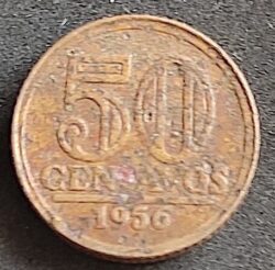 Moeda Brasil 1956 10 Centavos 1