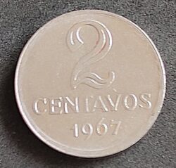 Moeda Brasil 1967 2 Centavos 1