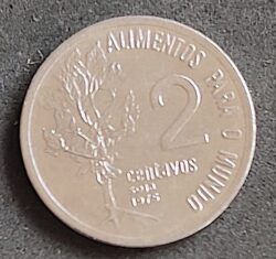 Moeda Brasil 1975 2 Centavos Alimentos para o Mundo 1