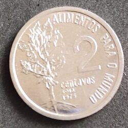 Moeda Brasil 1975 2 Centavos Alimentos para o Mundo 5