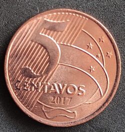 Moeda Brasil 2017 5 Centavos de Real Flor de Cunho 1