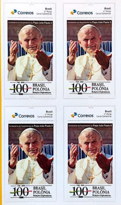 PB 188 Selo Personalizado Papa Joao Paulo II Religiao 2020 Quadra