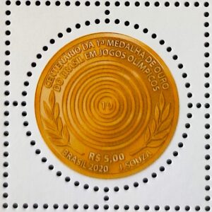 C 3961 Selo Centenario Medalha de Ouro do Brasil em Jogos Olimpicos 2020