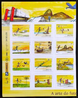 C 3348 Selo Arte do Futebol Copa do Mundo 2014 12 Selos Lado Esquerdo