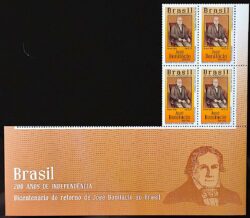 C 3827 Selo Bicentenario da Independencia Jose Bonifacio 2019 Quadra Com Vinheta