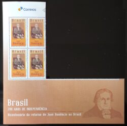 C 3827 Selo Bicentenario da Independencia Jose Bonifacio ao Brasil 2019 Quadra Vinheta Esq