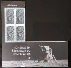 C 3831 Selo Chegada do Homem a Lua 2019 Quadra Com Vinheta