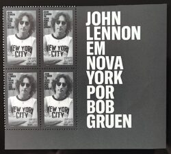 C 3982 Selo John Lennon em Nova York Música Beatles 2021 Quadra Com Vinheta Bob Gruen