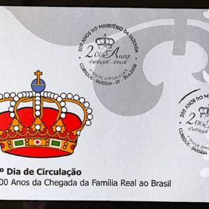 Envelope FDC 719N Serie 200 Anos da Chegada da Familia Real Portuguesa ao Brasil Ministerio da Fazenda 2008 CBC DF