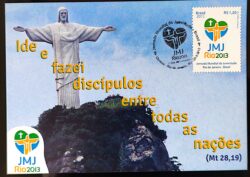 Maximo Postal 2013 JMJ Rio Cristo Redentor Cartao Postal Religiao CBC RJ