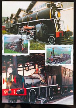 Maximo Postal 238 Trens Antigos 2002 Maria Fumaca Baroneza Zezé Leoni Trem Ferrovia 2 Carimbos CBC MG e RJ