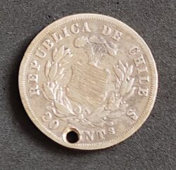 Moeda Chile 1873 20 Centavos 1