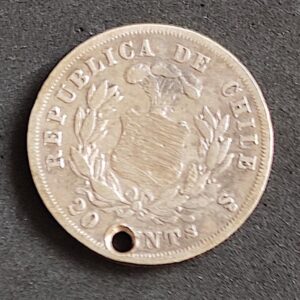 Moeda Chile 1873 20 Centavos 1