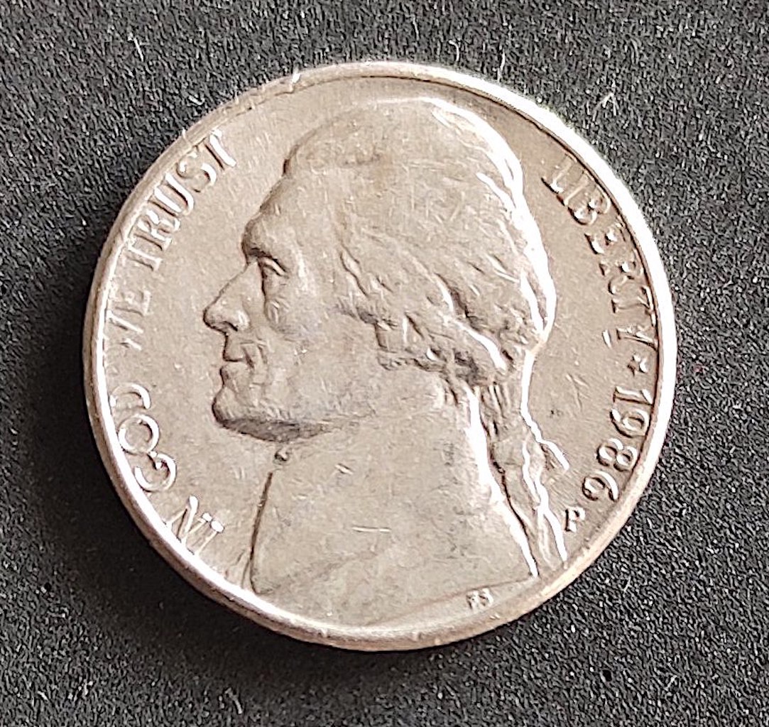 Moeda Estados Unidos 1986 5 Cent 1