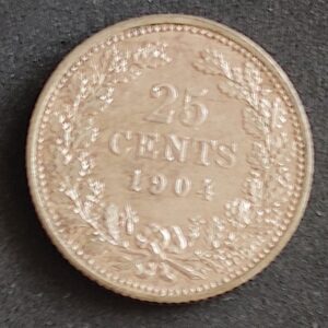 Moeda Holanda 1904 25 Cents 1