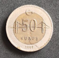 Moeda Turquia 2009 50 Kurus 1