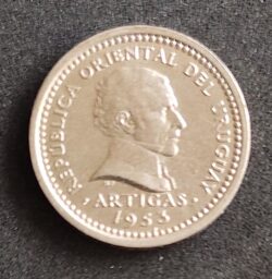 Moeda Uruguai 1953 2 Centésimos 1