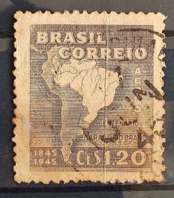 A 59 Selo Aereo Centenario do Barao do Rio Branco Diplomacia Direito Mapa 1945 Circulado 2