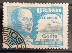 A 68 Selo Aereo Visita do Presidente Battle Berres do Uruguai 1948 Circulado 2