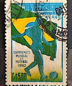 A 76 Selo Campeonato Mundial de Futebol Bandeia Futebol 1950 Circulado 3