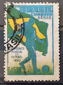 A 76 Selo Campeonato Mundial de Futebol Bandeia Futebol 1950 Circulado 5