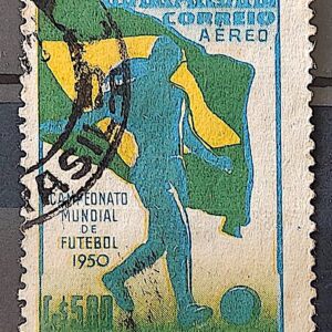 A 76 Selo Campeonato Mundial de Futebol Bandeia Futebol 1950 Circulado 5