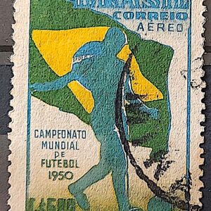 A 76 Selo Campeonato Mundial de Futebol Bandeia Futebol 1950 Circulado 6