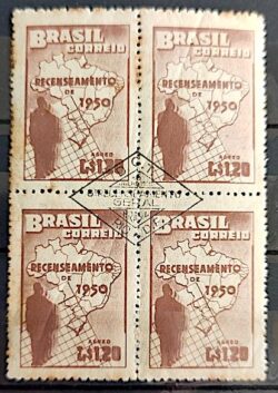 A 77 Selo Aereo Recenceamento Geral do Brasil Mapa Geografia 1950 Quadra CPD RJ