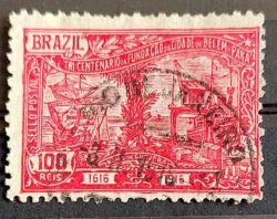 C 11 Selo Tricentenario de Belem Para Navio Porto Transporte 1916 5 Circulado