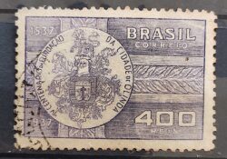 C 128 Selo Centenario de Olinda Pernambuco Brasao 1938 2 Circulado