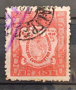 C 137 Selo Congresso Eucaristico Nacional de Recife Religiao 1939 3 Circulado