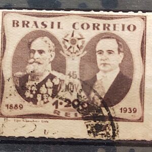 C 145 Selo Cinquentenario da Republica Marechal Deodoro da Fonseca e Presidente Getulio Vargas 1939 1 Circulado