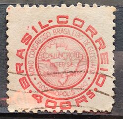 C 151 Selo Congresso Brasileiro de Geografia Florianopolis Mapa 1940 4 Circulado