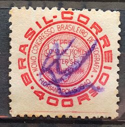 C 151 Selo Congresso Brasileiro de Geografia Florianopolis Mapa 1940 5 Circulado