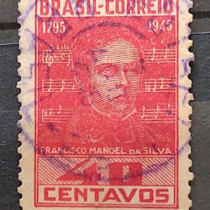 C 204 Selo Manoel da Silva Musica Hino Nacional 1945 1 Circulado