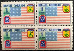 C 208 Selo Forca Expedicionaria Brasileira FEB Militar Bandeira Estados Unidos 1945 Quadra