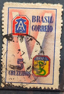 C 210 Selo Forca Expedicionaria Brasileira FEB Militar V da Vitoria Cobra 1945 1 Circulado