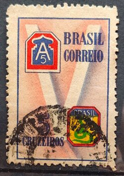 C 210 Selo Forca Expedicionaria Brasileira FEB Militar V da Vitoria Cobra 1945 2 Circulado