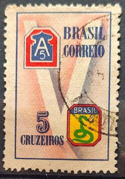 C 210 Selo Forca Expedicionaria Brasileira FEB Militar V da Vitoria Cobra 1945 4 Circulado